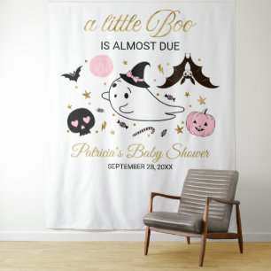Ghost Little Boo Halloween Baby Shower Backdrop  Tapestry