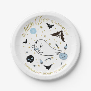Ghost Little Boo Halloween Boy Baby Shower Paper Plate