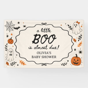 Ghost Little Boo Is Due Halloween Baby Shower Banner