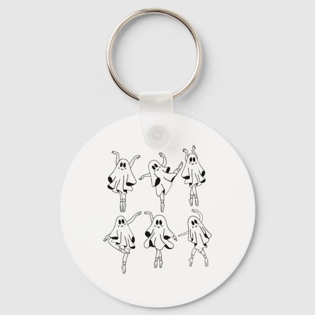 Ghost Llerinas Llet Dance Halloween Cute Ghost  Key Ring (Front)