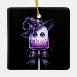 Ghost Lollipop Ceramic Ornament