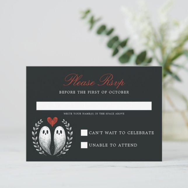 Ghost Love Wedding RSVP Card (Standing Front)