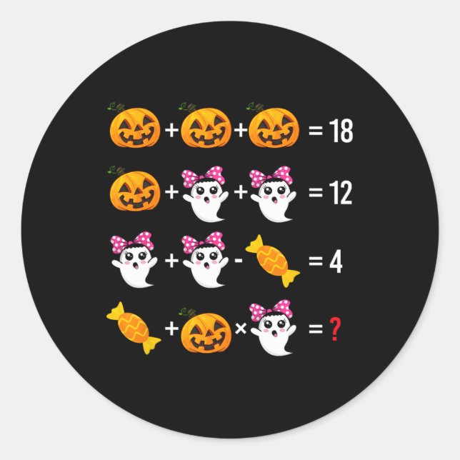 Ghost Mathematics Mathematics Halloween Cute Spook Classic Round Sticker (Front)