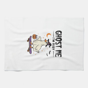 Ghost Me Im Busy Halloween Goose Skateboard Tea Towel