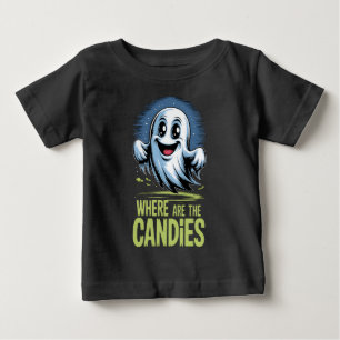Ghost Mignon Halloween "Where Are The Candies" Baby T-Shirt