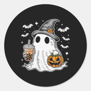 Ghost Milktea Ghost Drinking Bubble Tea Classic Round Sticker
