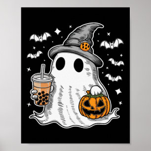 Ghost Milktea Ghost Drinking Bubble Tea Poster