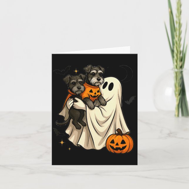 Ghost Miniature Schnauzer Dog Halloween  Card (Front)