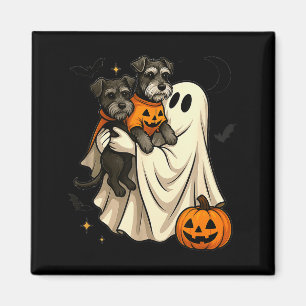 Ghost Miniature Schnauzer Dog Halloween Magnet