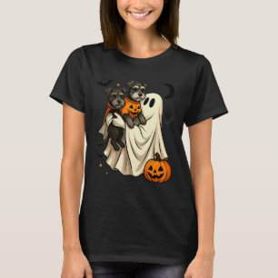 Ghost Miniature Schnauzer Dog Halloween  T-Shirt