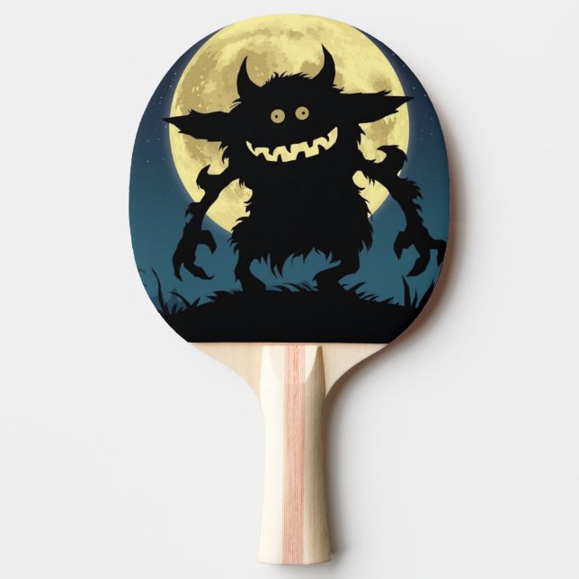 Ghost Monster Ping Pong Paddle on Full Moon (Front)