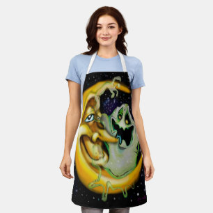 Ghost Moon Halloween Apron