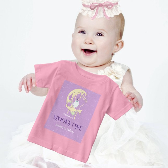 Ghost Moon Spooky One Halloween 1st Birthday Baby T-Shirt (Creator Uploaded)