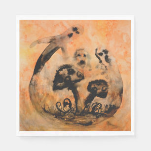 Ghost Mushrooms Paper Napkins