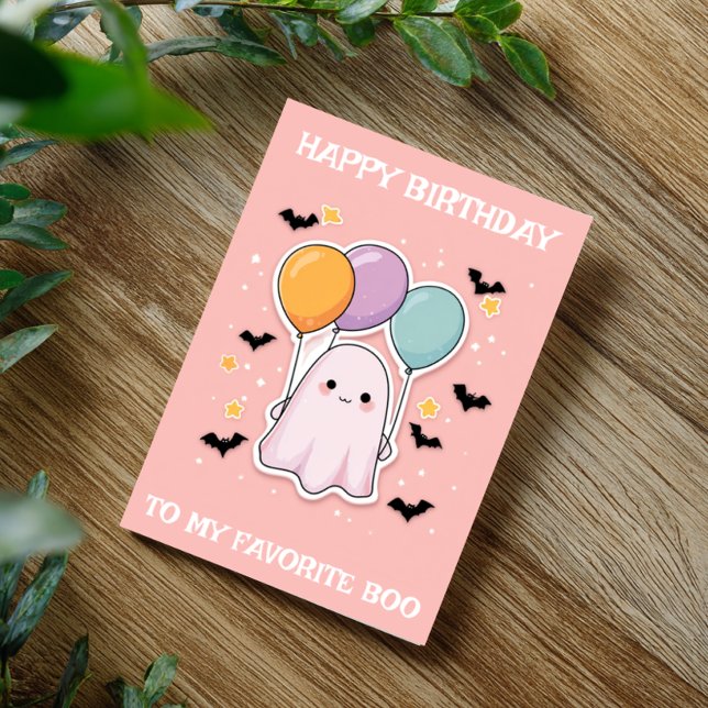 Ghost My Favourite Boo Halloween Birthday Card (Creator Uploaded)