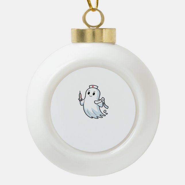 ghost nurse Classic T-Shirt_1 Ceramic Ball Christmas Ornament (Front)