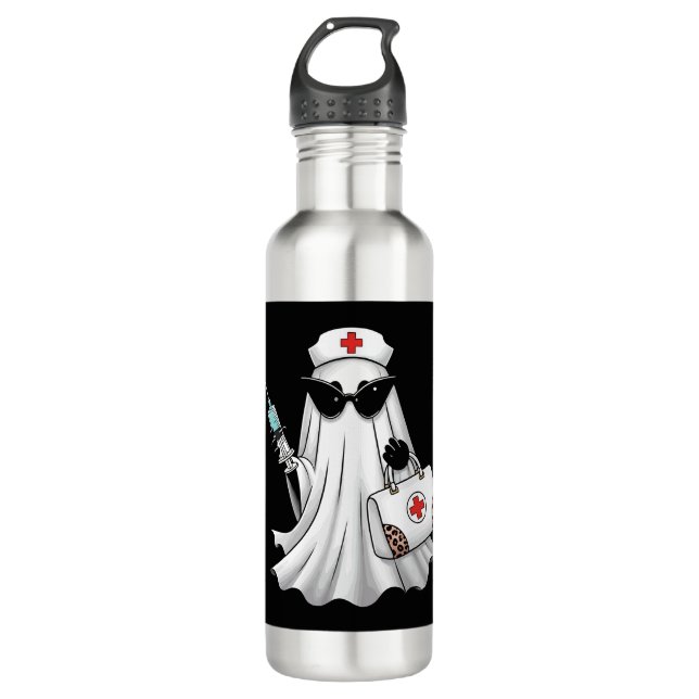 Ghost Nurse Halloween 710 Ml Water Bottle (Front)