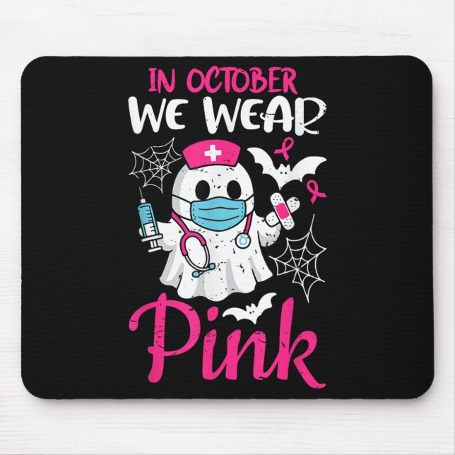 Ghost Nurse Halloween Nursing Breast Cancer Nk Rib Mouse Pad (Front)