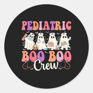 Ghost Nurse Halloween Paediatrics Nurse Boo Boo Cr Classic Round Sticker