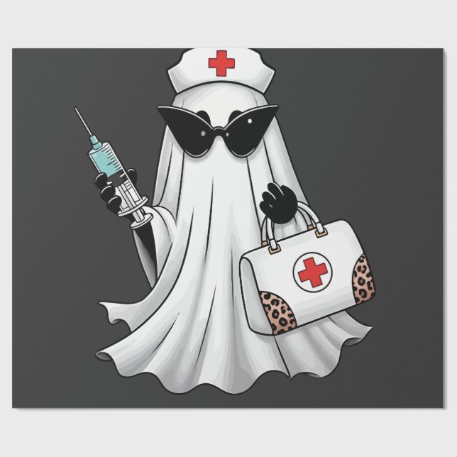 Ghost Nurse Halloween Wrapping Paper (Flat)