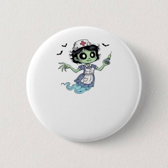 Ghost Nurse  Spookily Caring and Whimsically Haunt 6 Cm Round Badge (Front)