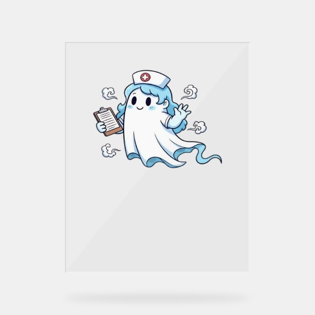 Ghost Nurse  Spookily Caring and Whimsically Haunt Acrylic Sign (Front)