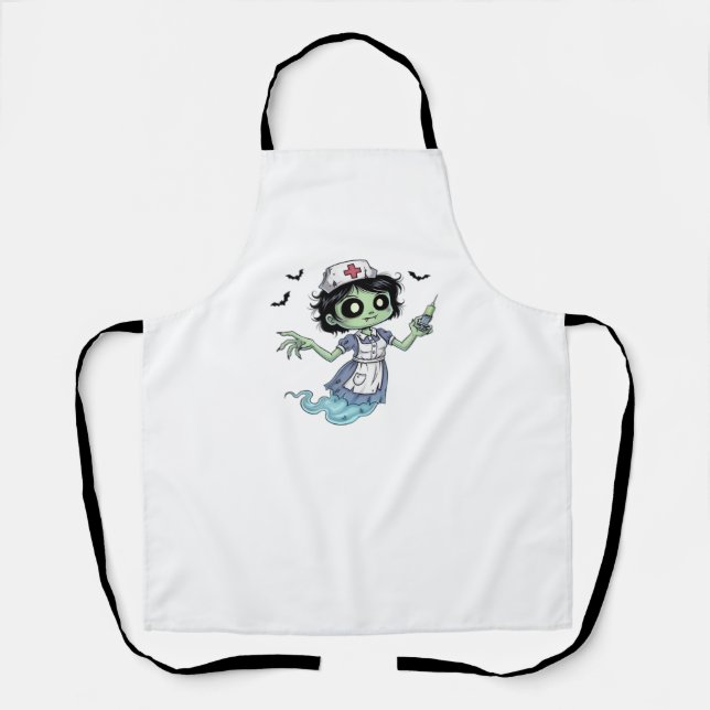Ghost Nurse  Spookily Caring and Whimsically Haunt Apron (Front)