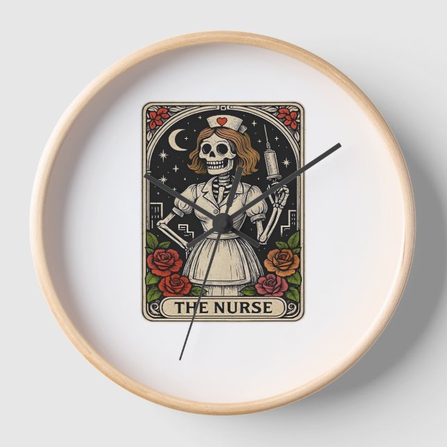 Ghost Nurse  Spookily Caring and Whimsically Haunt Clock (Front)