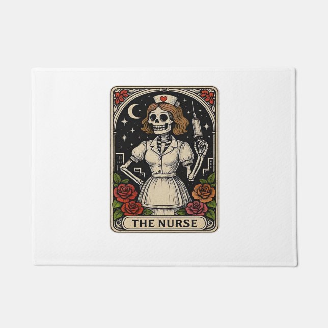 Ghost Nurse  Spookily Caring and Whimsically Haunt Doormat (Front)