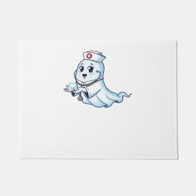 Ghost Nurse  Spookily Caring and Whimsically Haunt Doormat (Front)