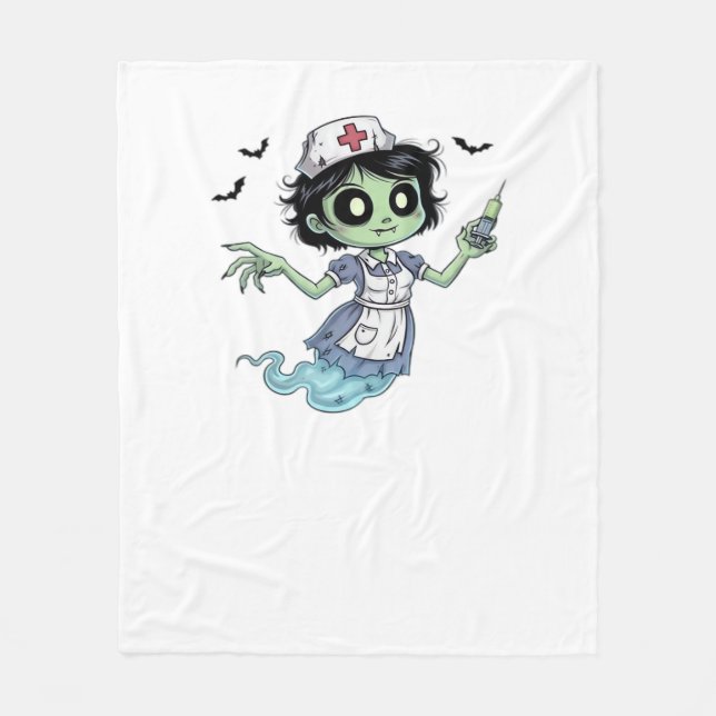 Ghost Nurse  Spookily Caring and Whimsically Haunt Fleece Blanket (Front)