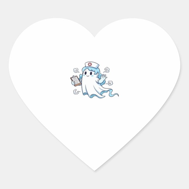 Ghost Nurse  Spookily Caring and Whimsically Haunt Heart Sticker (Front)