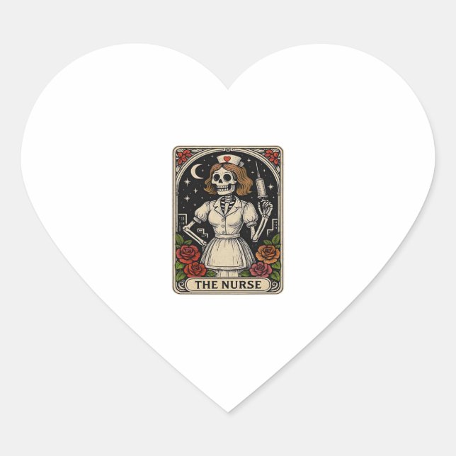 Ghost Nurse  Spookily Caring and Whimsically Haunt Heart Sticker (Front)
