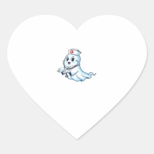 Ghost Nurse  Spookily Caring and Whimsically Haunt Heart Sticker