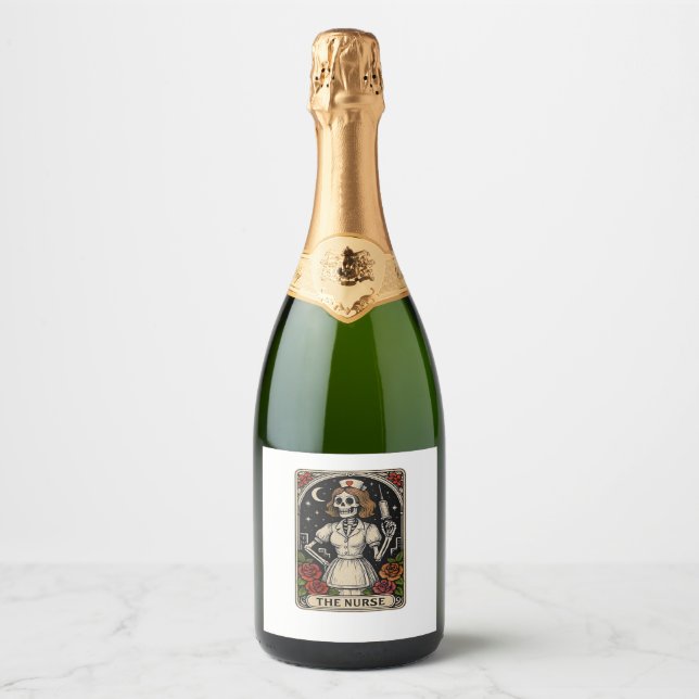 Ghost Nurse  Spookily Caring and Whimsically Haunt Sparkling Wine Label (Front)