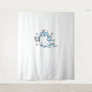 Ghost Nurse  Spookily Caring and Whimsically Haunt Tapestry