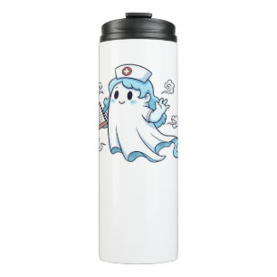 Ghost Nurse  Spookily Caring and Whimsically Haunt Thermal Tumbler
