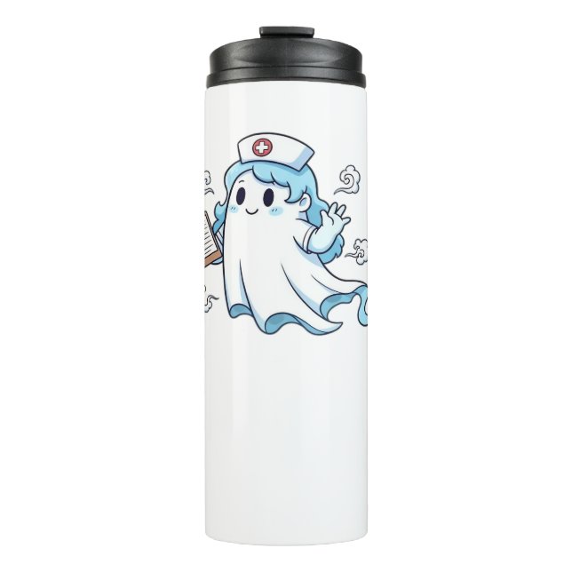 Ghost Nurse  Spookily Caring and Whimsically Haunt Thermal Tumbler (Front)