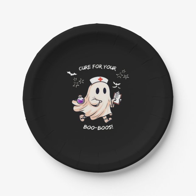 Ghost Nurse with Magical Potion � Cure for Your Bo Paper Plate (Front)