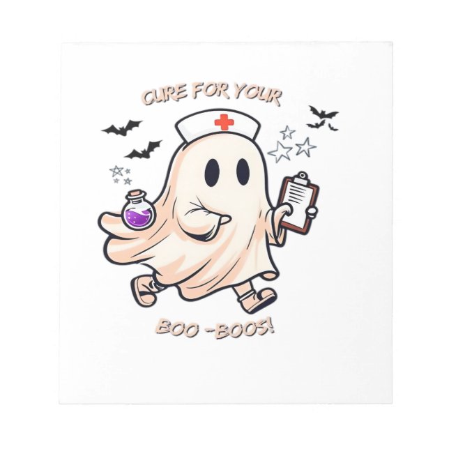 Ghost Nurse with Magical Potion  Cure for Your Boo Notepad (Front)