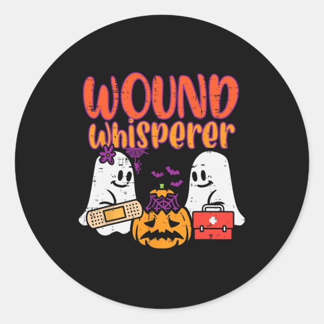 Ghost Nurse Wound Whisperer Halloween Nurse Fall S Classic Round Sticker (Front)