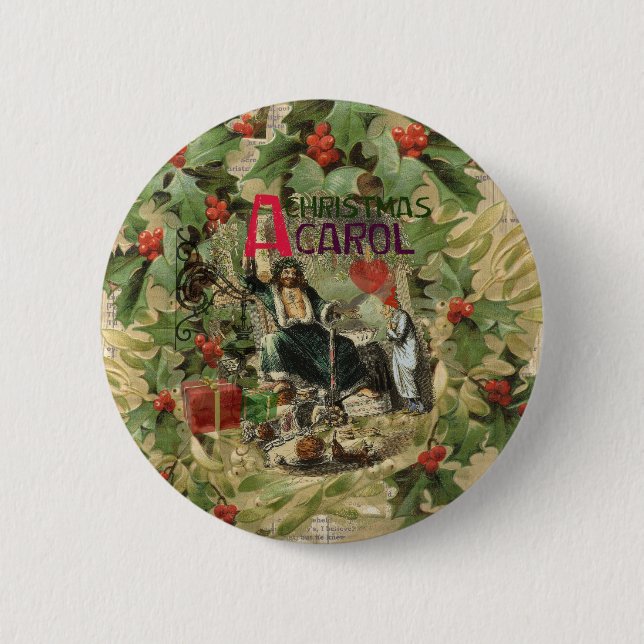 Ghost of Christmas Present Illustration Scrooge 6 Cm Round Badge (Front)