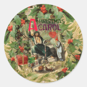Ghost of Christmas Present Illustration Scrooge Classic Round Sticker