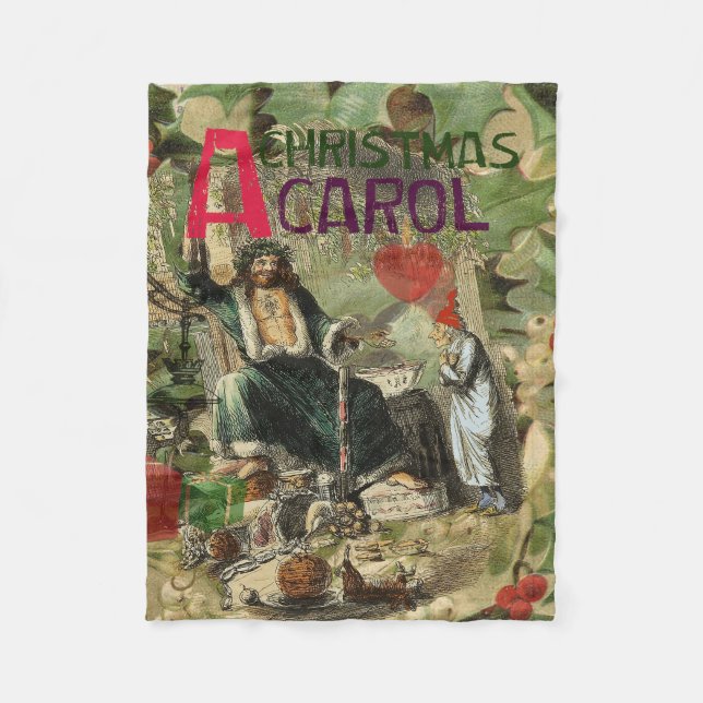 Ghost of Christmas Present Illustration Scrooge Fleece Blanket (Front)
