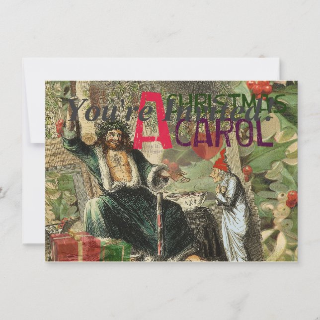 Ghost of Christmas Present Illustration Scrooge Invitation (Front)