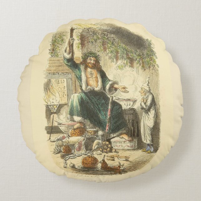 Ghost of Christmas Present Scrooge  Round Cushion (Front)