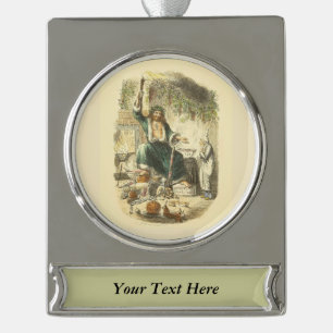 Ghost of Christmas Present Scrooge  Silver Plated Banner Ornament
