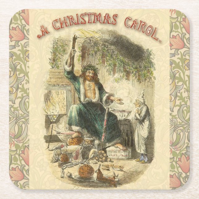 Ghost of Christmas Present Scrooge  Square Paper Coaster (Front)