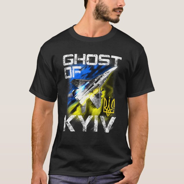 Ghost Of KYIV Ukraine Fighter Jet I Support Ukrain T-Shirt (Front)