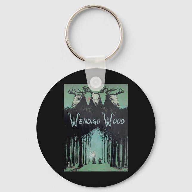 Ghost Of The Forest Cryptid Wendigo Wood  Key Ring (Front)